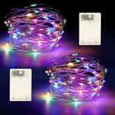 2 Pack Battery Operated Fairy Lights 16.4FT 50 LED Multicolor Twinkle String Lights Waterproof Silver Wire Flashing & Constant Mode for Christmas Party Wedding Decor