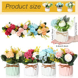 6 Pieces Artificial Hydrangea Flowers With Vase Faux Hydrangea Flowers Plastic Hydrangea Bouquet With Small Ceramic Vase Fake Hydrangea Flower Potted For Home Office Party Festival Wedding Table