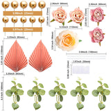 22Pcs Rose Artificial Flower Leaves Cake Topper Decorations Gold Balloon Cake Toppers Leaf Paper Palm Fan Cake Picks For Diy Wedding Birthday Valentine'S Day Party Decorations Supplies Pink