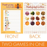 Thanksgiving Party Games, Turkey Emoji Game And Thanksgiving Food Quiz 2 Game Bundle - 25 Dual Sided Cards