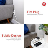 2 Pack 6 Outlet Surge Protector Power Strip 10FT Flat Plug Extension Cord 800J Wall Mount White