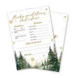 Christmas Baby Shower Game 25-Pack, Christmas Tree Baby Predictions And Advice Cards For Gender Reveal, Winter Holiday Party Decorations Supplies - A04