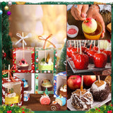 64 Pcs Cupcake Boxes With Window, Apple & Cookie Gift Boxes, 60 Bamboo Skewers, 2 Roll Glitter Ribbons For Christmas Party Favor