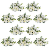 Large Flower Centerpieces For Tables: 17.7 Inch Diameter White Artificial Flower Ball Arrangement 10 Pcs For Wedding Party Centerpiece - Fake Floral Rose For Bridal Shower Decorations