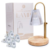 Adjustable Wood Candle Warmer Lamp For Jar Candles – Large Round Base, Dimmable Electric Candle Melter With Timer, Flameless Candle Heating Lamp With 4 Halogen Light Bulbs