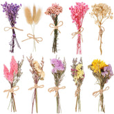 10 Pack Dried Flower Bouquets Various Dried Flower Combinations With Stem Mini Dried Embossing Natural Flower Bundles Artificial Flower Dried Floral Arrangement For Vase Diy Wedding Decor