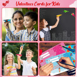 Valentines Cards For Kids Classroom: 42 Paper Airplane Cards + 42 Envelopes+ 132 Stickers Heart Crafts School Classroom Exchange Party Gift Favor