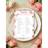 30Pcs Strawberry Baby Shower Games, Pink Gingham Berry Would She Rather Bridal Shower Game, Gender Reveal Game, Berry Sweet Baby Shower Decorations