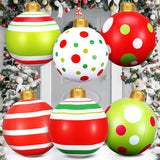 6 Pcs 24 Inch Inflatable Christmas Ball Ornaments - Large Pvc Oversized Christmas Tree Ornaments For Yard Lawn Holiday P