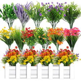 36 Bundles Artificial Plants Flowers Outdoor Spring Decoration Faux Flowers For Outdoor Planters Fake Wildflowers Faux Flowers Bulk For Hanging Planter Home Wedding Spring Summer Decor