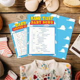 Baby Shower Name That Baby Song Game Cards, Sky & Clouds Theme - 5 X 7 Inches Double-Sided Fill In Game Cards 30 Cards & 1 Answer Card, Party Favor & Supplies-A04