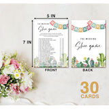 Fiesta Mexican Bridal Shower Decorations - Wedding Shoe Game Cards For Bachelorette Party, Engagement Party - Set Of 30 Cards
