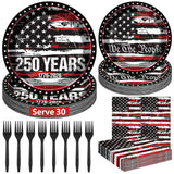 120PCS 4th of July Plates and Napkins Sets, Paper Patriotic Plates Decor