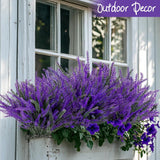 Artificial Lavender Flowers - 9 Pcs Faux Lavender Plant Artificial Fake Plastic Purple Flowers For Home Room Window Wedding Garden Table Centerpieces Vase Outdoors Indoor Decor