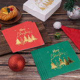 80 Pack Merry Christmas Paper Napkins Red Green White Gold Five Xmas Trees Disposable Party Luncheon Napkins For Christmas New Year Holiday Dinner Party Supplies, 6.5 X 6.5 Inch-5 (Green)