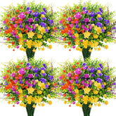 20 Bundles Aritificial Flowers For Outdoors Decoration Uv Resistant Fake Plastic Plants Faux Flowers Shrubs For Spring Summer Garden Porch Window Box Home Decor, Mixedcolor