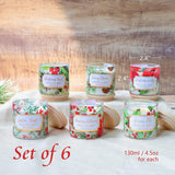 6 Pack Christmas Scented Candles With Lid Soy Wax Strong Fragrance Different Scent Clean Burn Long Time Aromatherapy Glass Jar Candles For Home Scented Xmas Theme Decorations Gift Set