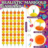 5 Pcs- 5 Feet Long Marigold Garland Bulk Indian/American Wedding Party Mantel Decoration Decorations For Altar Faux Flower Garlands Diwali, Spring Bush Floral Party (Orange And Yellow)