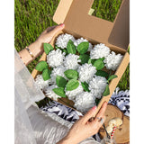 Artificial Wedding Dahlia Flowers 25Pcs Fake Foam Roses With Stem For Wedding Bouquets Centerpieces Arrangements Decoration(White)