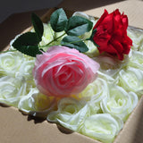 Artificial Flowers 50Pcs Silk Rose With Wire Stem Fake Rose For Diy Wedding Décor Bride&Bridesmaid Bouquets Home Office Baby Shower Party Prom Centerpieces Arch Garland(Red)