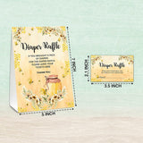 Diaper Raffle Party Games, Honey Bee Baby Shower Game, Floral Themed Baby Gender Reveal Party Supplies & Activities -1 Double Sided Standing Sign + 50 Guessing Cards (A09)