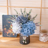 Fake Flowers With Vase, Hydrangea Artificial Flowers In Vase Faux Flowers Arrangement Suitable For Home Kitchen Living Room Fall Spring Decor Office Decoration, Centerpiece Table Decorations