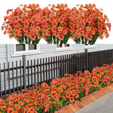 21 Bundles Artificial Outdoor Uv Resistant Flowers No Fade Fake Outside Flowers Plastic Greenery Faux Shrubs Garden Porch Window Box Home Decoration (Orange)