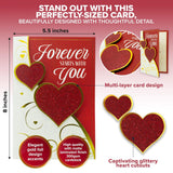 Foil & Glittery 5.5X8In Handmade Individual Valentines Day Card For Wife Or Girlfriend With Heart Cutout, Envelope & Stickers For Romantic Partner, Printed Message Inside, Gifting & Mailing