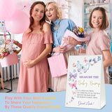 Measure The Baby Bump Baby Shower Game Set, 1 Standing Sign With 50 Guessing Cards, Butterfly Kisses Gender Reveal Party Decorations Supplies - B48