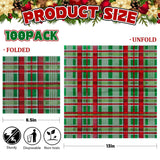 100 Pack Christmas Paper Napkins Buffalo Plaid Pattern Disposable Napkins Christmas Red Green Checkered Decorative Napkins For Christmas Holiday Dinner Party Supplies, 6.5 X 6.5 Inch