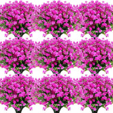 40 Bundles Outdoor Artificial Flowers Plants Uv Resistant Outside Fake Flowers Plastic Plants Outdoor Spring Summer Seasons Decoration Shrubs Garden Porch (Purple Red)