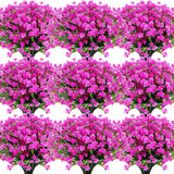 40 Bundles Outdoor Artificial Flowers Plants Uv Resistant Outside Fake Flowers Plastic Plants Outdoor Spring Summer Seasons Decoration Shrubs Garden Porch (Purple Red)