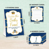 Find The Baby Food Party Games, Prince Baby Shower Game Set (1 Standing Sign + 20 Answer Cards + 6 Number Cards), Navy Blue And Gold Name The Baby Food Game, Baby Shower Favors Decorations(01)