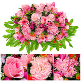 Sympathy Flower For Headstone - Artificial Tulips Roses Grave Flowers For Cemetery Easy Fit Outdoor Decoration