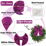 Purple Glitter Wired Ribbon Bows With Twist Tie 5.5" Premade Metallic Christmas Bows For Gift Wrapping, Wreath, Garland, Holiday Crafts Party Home Outdoor Christmas Tree Decorations, 12 Pcs