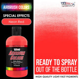 Neon Red Acrylic Special Effects Airbrush Paint - 8Oz Ready To Spray Air Brush Paint For Nails, Models, Fabric - Water-Based Air Brush Painting