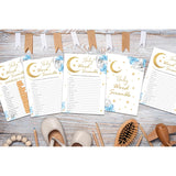 Baby Word Scramble Game Cards, Moon And Stars Baby Shower Games, 25 Cards & 1 Answer Key