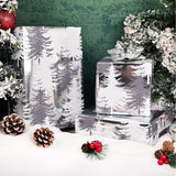 Reversible Wrapping Paper Roll - Silver Metallic Foil Gift Wrap With Trees, Stripes Design For Holiday Winter (Sliver Christmas Tree, 17Inch X 16.5Feet)