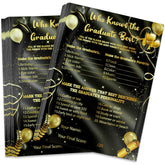 , Black And Gold Who Knows The Graduates Best - Pack Of 36 | Graduation Games For Parties 2025 | Graduation Game Cards, College Party Activities | Grad Party Supplies | Graduation Party Favors