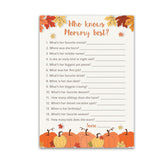 Pumpkins Baby Shower Games - Who Knows Mommy Best - Pack Of 25 - Gender Neutral Baby Shower Game Couples Coed Reveal Fun Guessing Game Mom To-Be Little Pumpkin Fall Halloween Theme Activity G330-Wkm