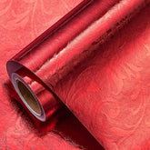 3D Embossed Floral Foil Gift Wrapping Paper, Vintage Flower Metallic Foil For Birthday Christmas Party Holiday Gift Wrap, For Diy Crafts Scrapbook, Mini Roll 17 Inch X 32.8 Ft(Red)