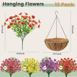 Artificial Hanging Flowers Basket For Outdoors Fake Hanging Plants Spring Summer Decoration Uv Resistant For Garden Front Porch Patio Balcony Decor