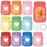 40Pcs Valentines Day Gift Cards For Kids, Colorful Jars Happy Valentine Greeting Cards Bulks, Valentine Exchange Cards For Boys Girls, Valentine Cards For Party Favor (Candy Not Included)