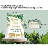 Gold Safari Baby Shower Game, Find How Many Animal Crackers Are In The Jar, Jungle Shower Game Sign, Gold Glitter Gender Neutral Baby Shower Decorations Activities (1 Sign+50 Cards) - A04