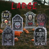 17in Tombstones Yard Sign with Stakes, 6PCS Graveyard Halloween Decorations Scary Gravestone Headstone Lawn Signs Halloween Decor Halloween Tombstones & Cemetery Decorations Waterproof(Large)