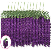 12 Pieces 12 Pieces Wisteria Hanging Flowers 3.6 Feet Artificial Wisteria Vine Ratta Long Fake Silk Hanging Flowers String For Wedding Home Party Outdoor Ceremony Arch Floral Decor (Purple)