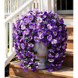 Artificial Flowers For Outdoors 2Pcs Faux Silk Pansy Vines Lush Uv Resistant Fake Hanging Flower Plants For Outside Porch Yard Patio Window Box (Mix Purple)