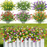 24 Bundles Artificial Flowers For Outdoors, Faux Plastic Flowers Uv Resistant Fake Greenery Shrubs Plants For Outside Spring Summer Porch Window Garden Planter Home Decor, Mixed Color