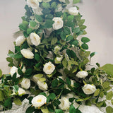 Flower Garland 4Pcs(26Ft), White Rose Garlands Decoration, White Fake Rose Garlands, Vines For Bedroom Flower Garland For Backdrop, Artificial Flowers Wedding Decor, Arch Garden Ceremony Wall Decor