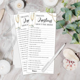 Wedding Shower Games Cards, Twenty Questions About The Bride, 25 Pcs Pearls And Champagne Bridal Wedding Activities Game Cards For Guests, Engagement Bridal Shower Party Decorations, 4X9 Inch-C12